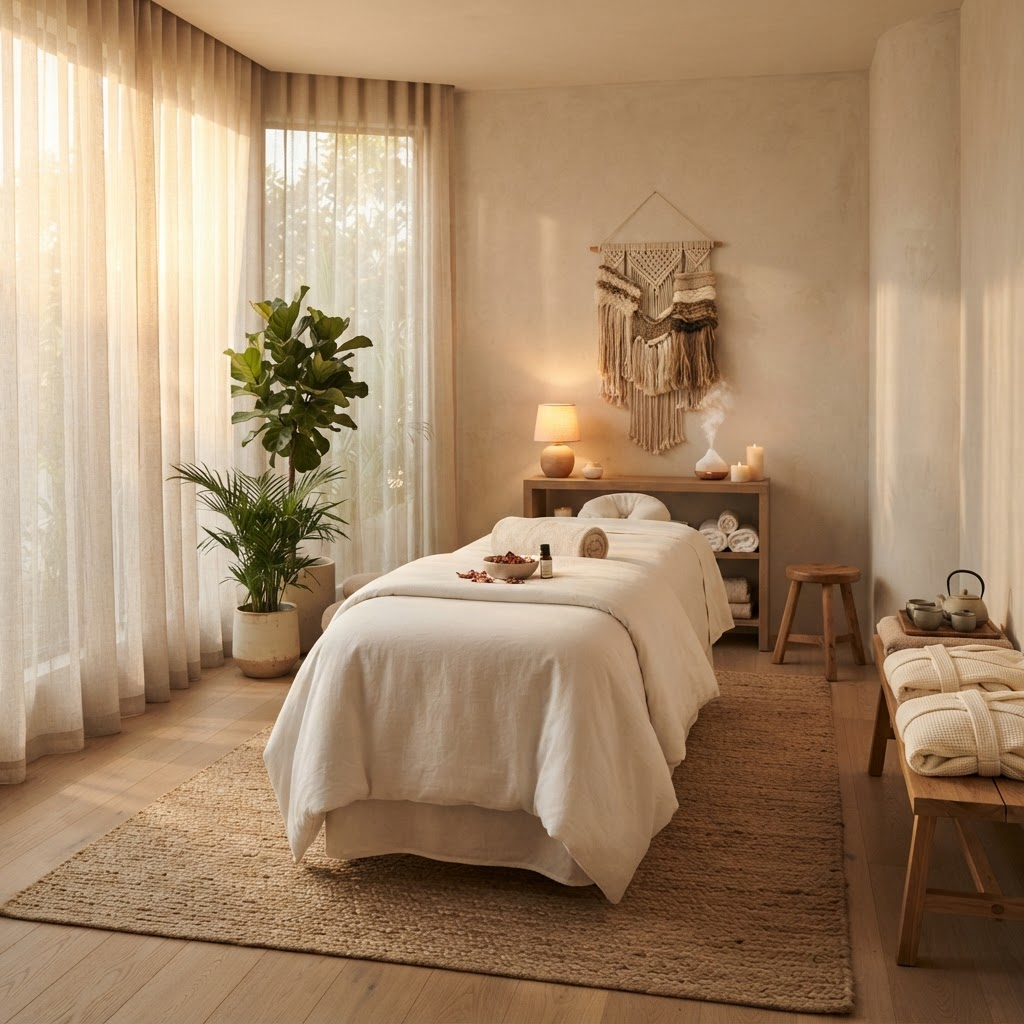 Serene treatment room with natural light
