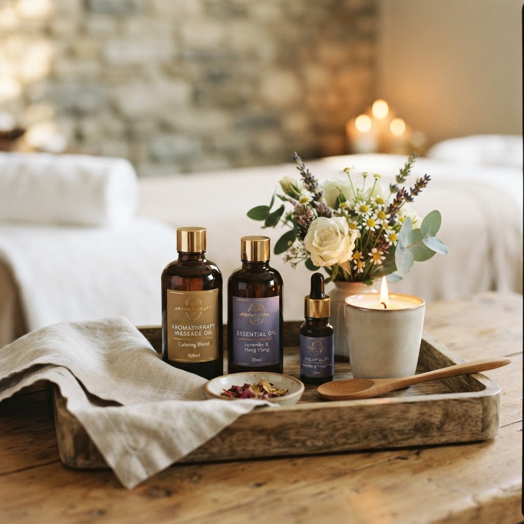 Aromatherapy oils and flowers